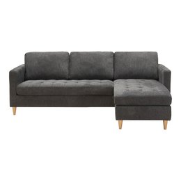 Firenze Sofa - Dark Grey, Polyester/Foam/Rubberwood, 219x151x80 cm