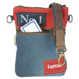 Petit sac bandoulière femme Sunsa. Sac bandoulière en jean et toile upcyclés. Sac à main style rétro vintage. Sac bandoulière pour femme.