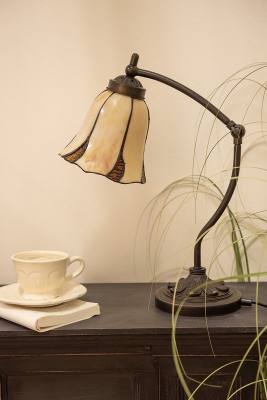 Lampada da tavolo Tiffany Ø 15x46 cm lampada da scrivania tiffany marrone beige marrone
