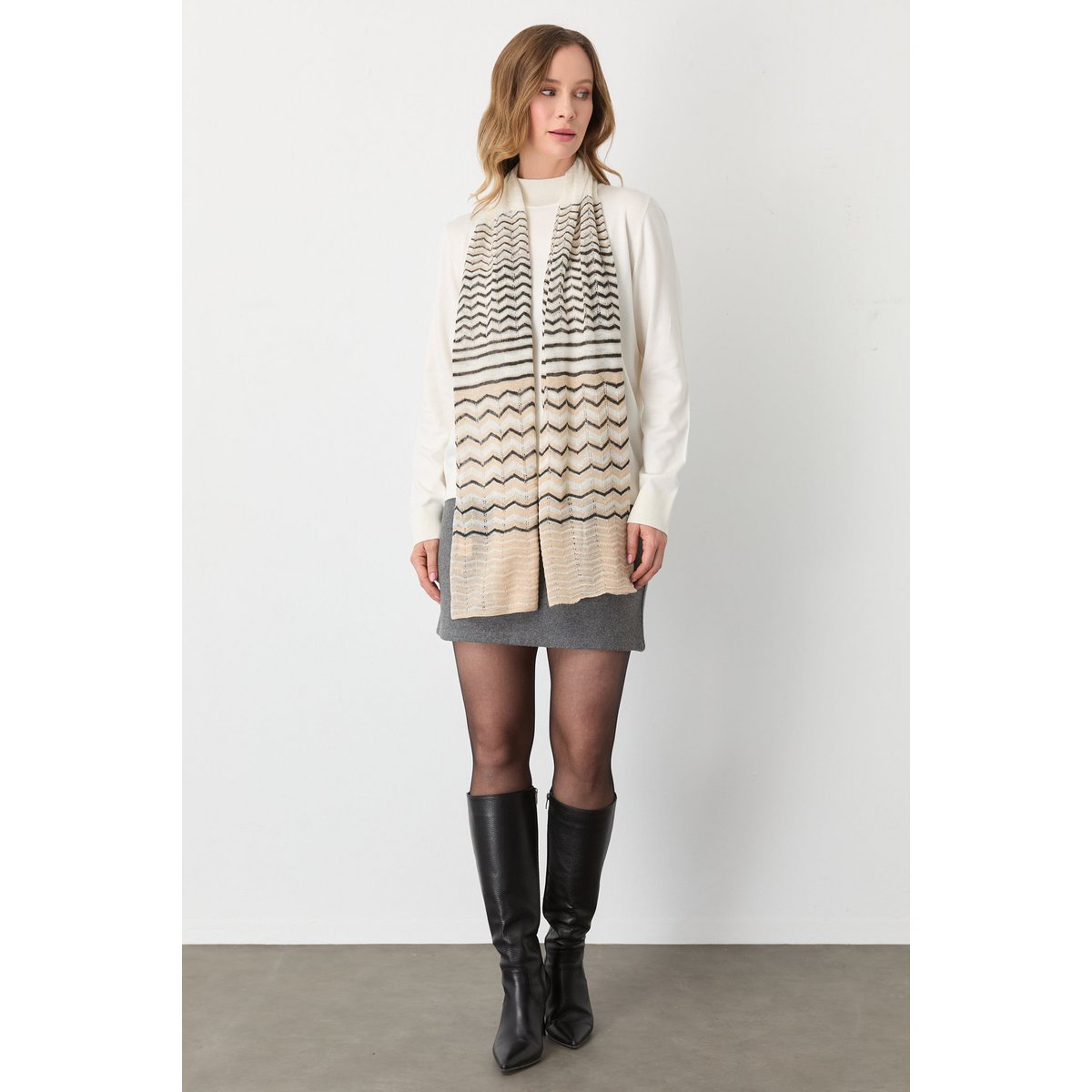 Cybele Shawl Ecru-Beige-Black