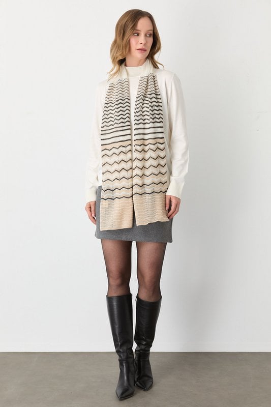 Cybele Shawl Ecru-Beige-Black