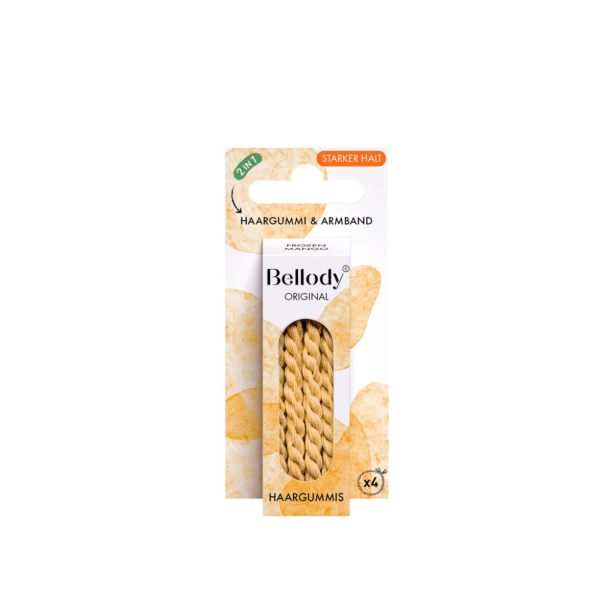 NUEVO - Gomas para el cabello Frozen Mango - Bellody® (4 piezas) - Gomas para el cabello trenzadas con estilo