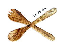 Set of 5 salad servers made of olive wood 30 cm