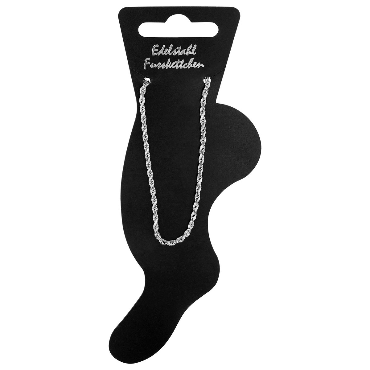 "Kordula", accent stainless steel cord anklet, silver-colored, 19 + 5 cm