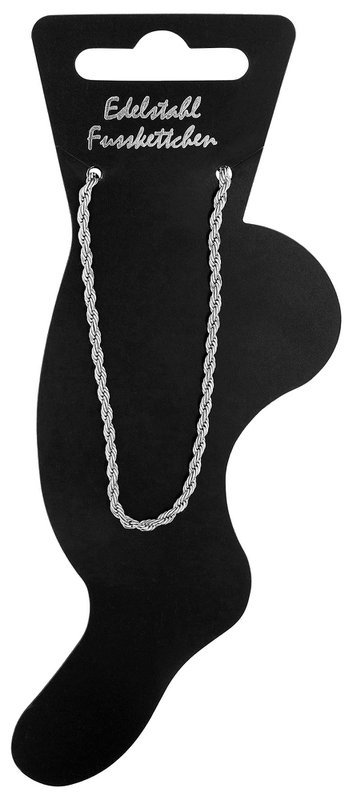 "Kordula", accent stainless steel cord anklet, silver-colored, 19 + 5 cm