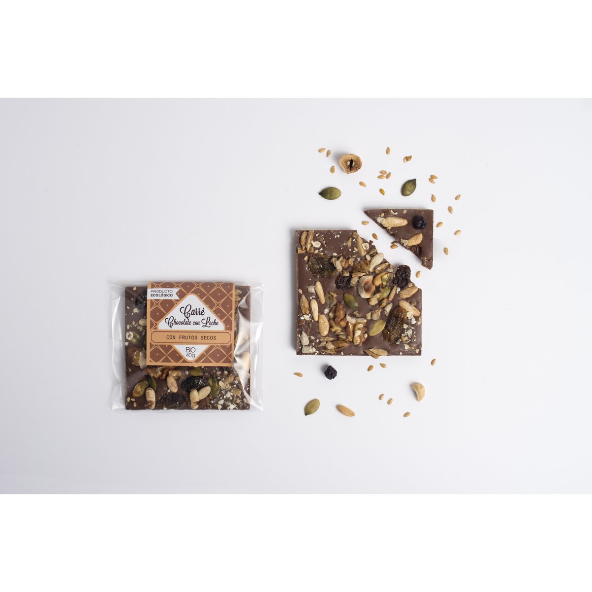 CARRÉ BIO de Chocolate con Leche y Frutos Secos (ca. 30 Einheiten)