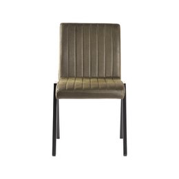 Hazer Matz Dining Chair - Army - Artificial Leather - Black Metal Frame 50 x 86 x 60 cm