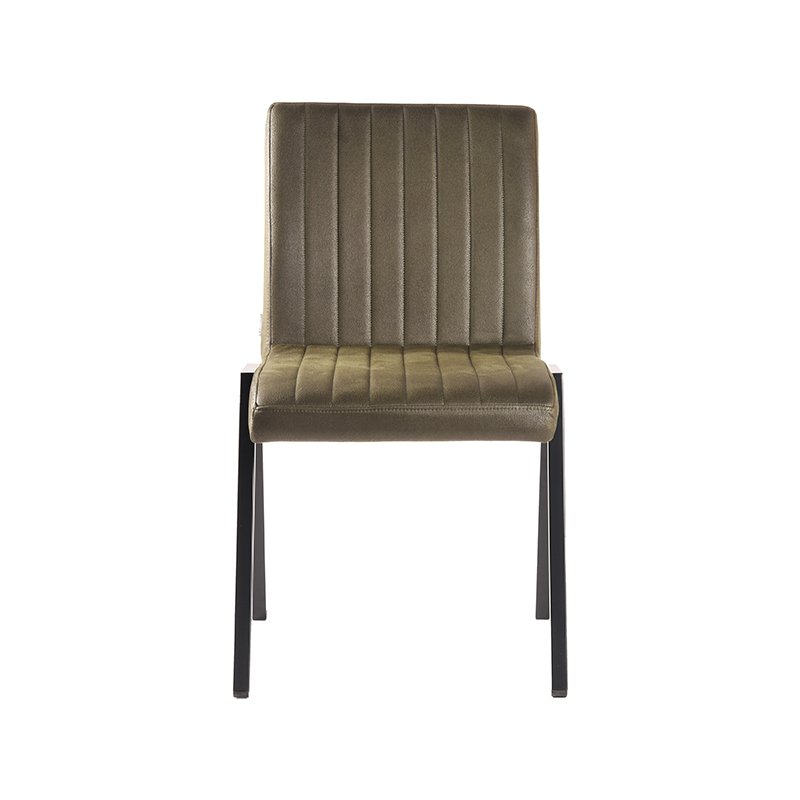 Hazer Matz Dining Chair - Army - Artificial Leather - Black Metal Frame 50 x 86 x 60 cm
