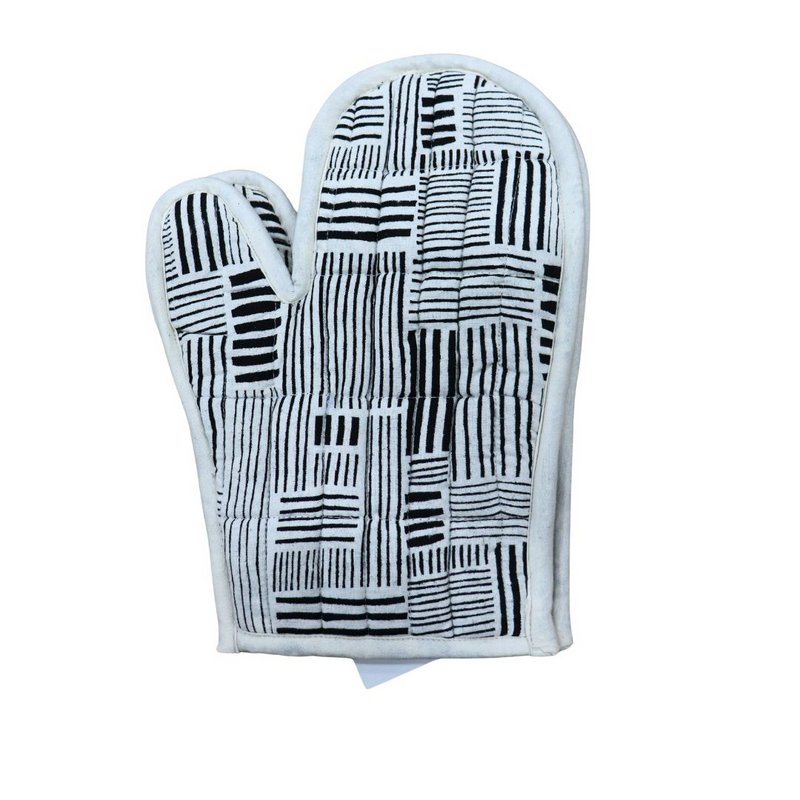 Handschuhe Baumwolle - Schwarze Streifen - 2 Set von 2
