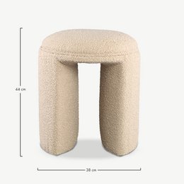 Puf redondo Josy, beige bouclé