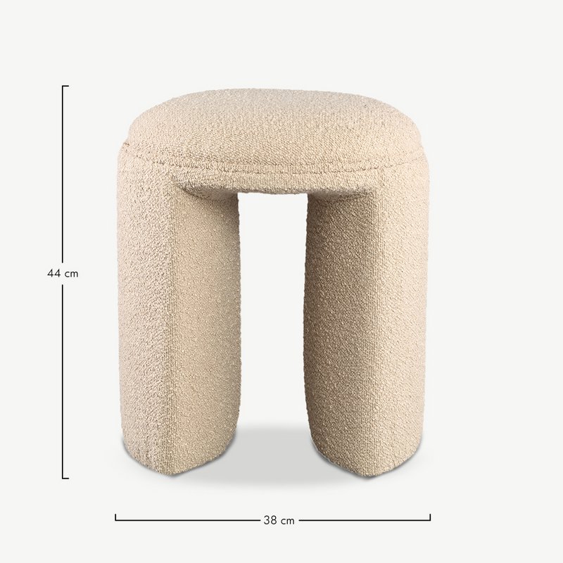 Puf redondo Josy, beige bouclé