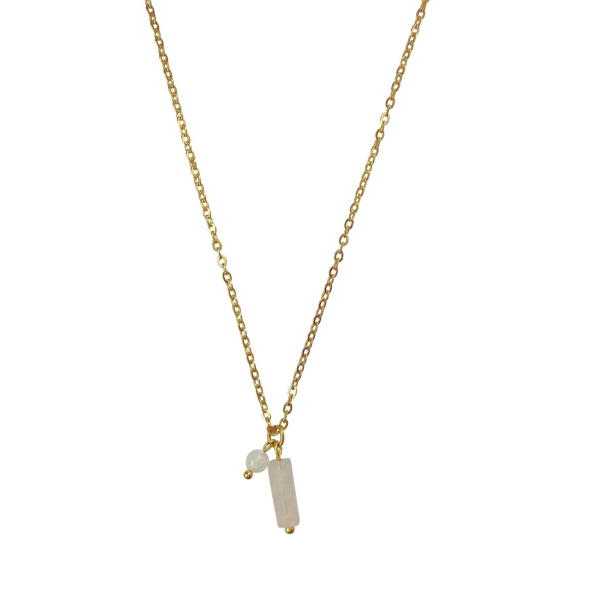 Halskæde Rose Quartz & Moonstone - Guld