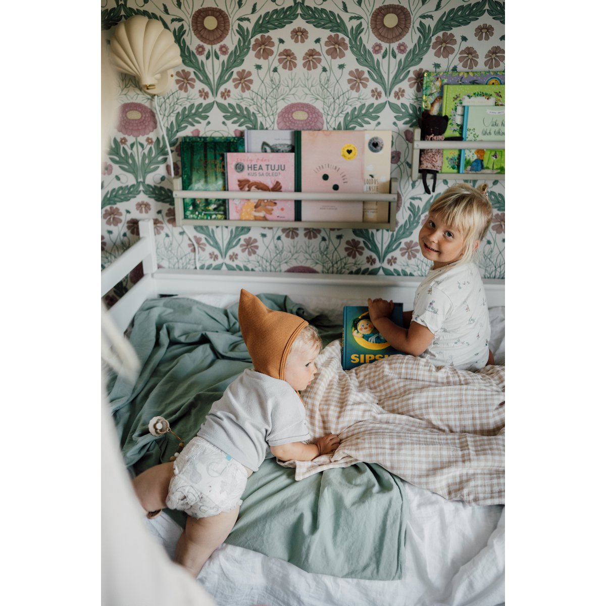 Housse de couette et taie d'oreiller enfant TISU, Vichy Beige