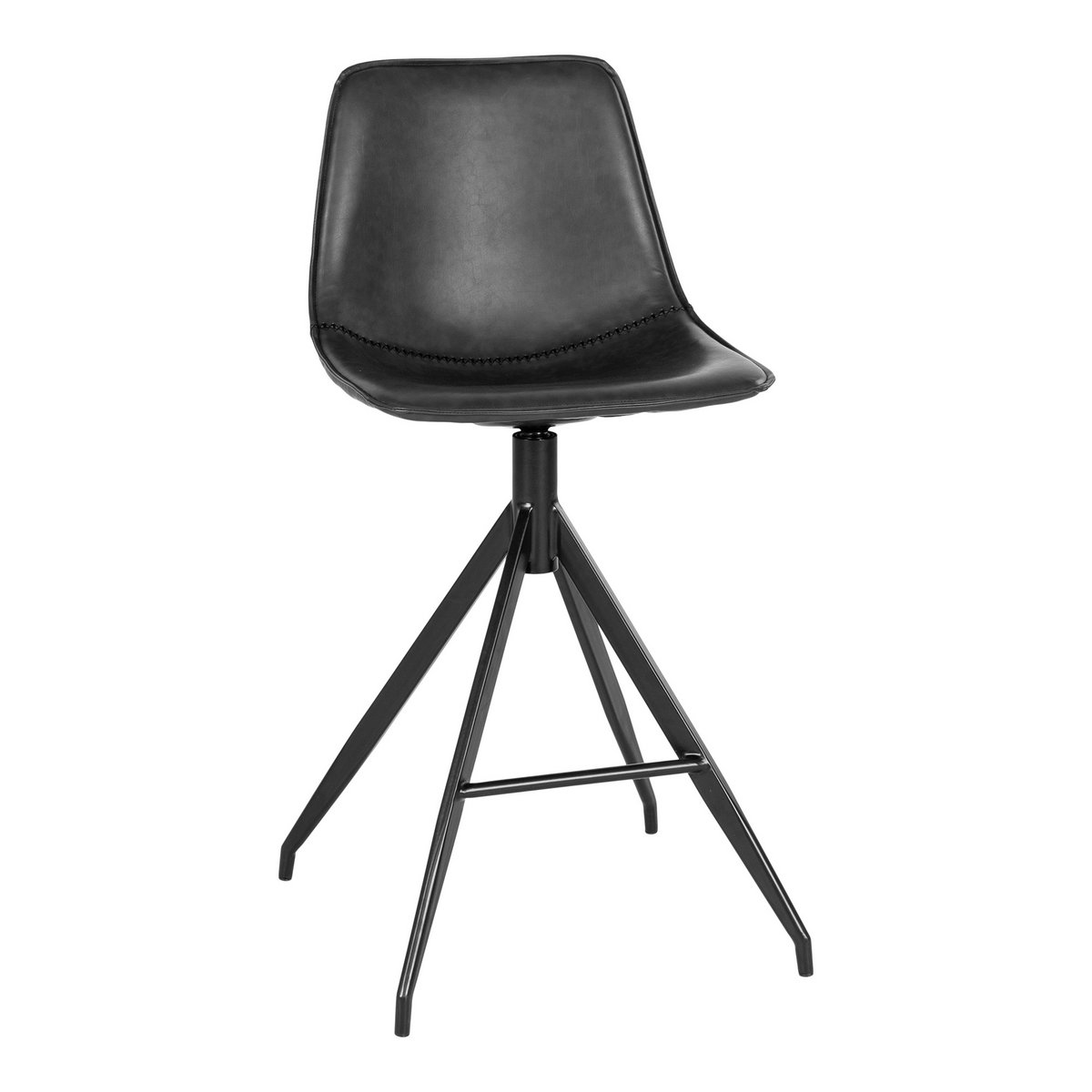 Monaco Counter Chair - Black, PU, Black Metal Legs, 51x44x96cm - set of 2