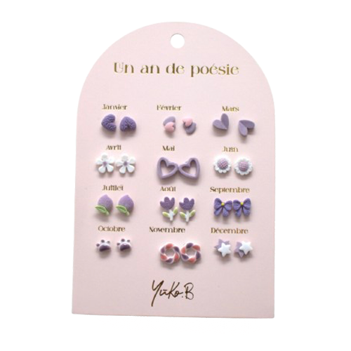 Box of 12 Ceramic Earrings — A Year of Poetry parma