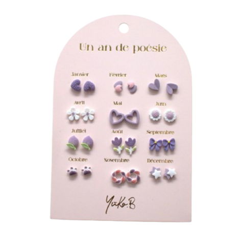 Box of 12 Ceramic Earrings — A Year of Poetry parma