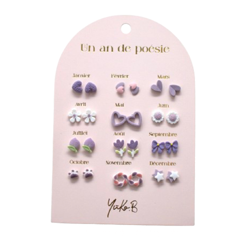 Box of 12 Ceramic Earrings — A Year of Poetry parma