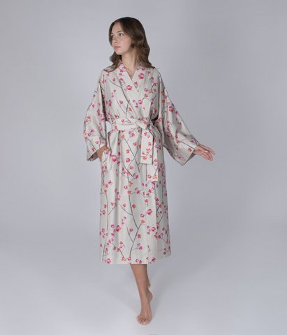 Satino chalatas kimono Inspired Almond