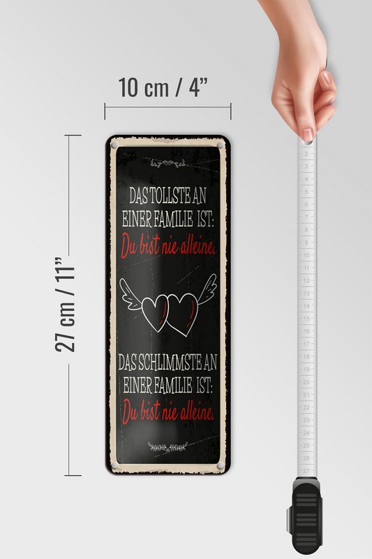 Tin sign saying 27x10 cm The greatest and worst thing about a family sign