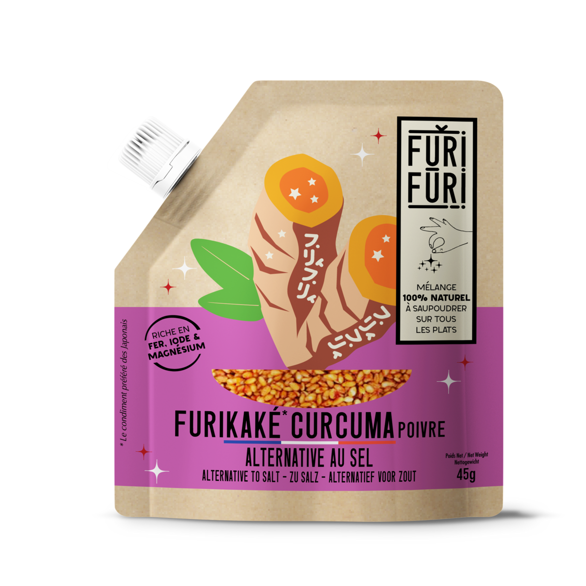 Furikake Turmeric and Pepper - Sesame and seaweed condiment - 45g