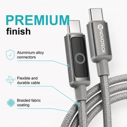 Cable NOVOTECK S-143 USB-C a USB-C: carga rápida de 60 W, 1 m, indicador LED y transferencia de datos