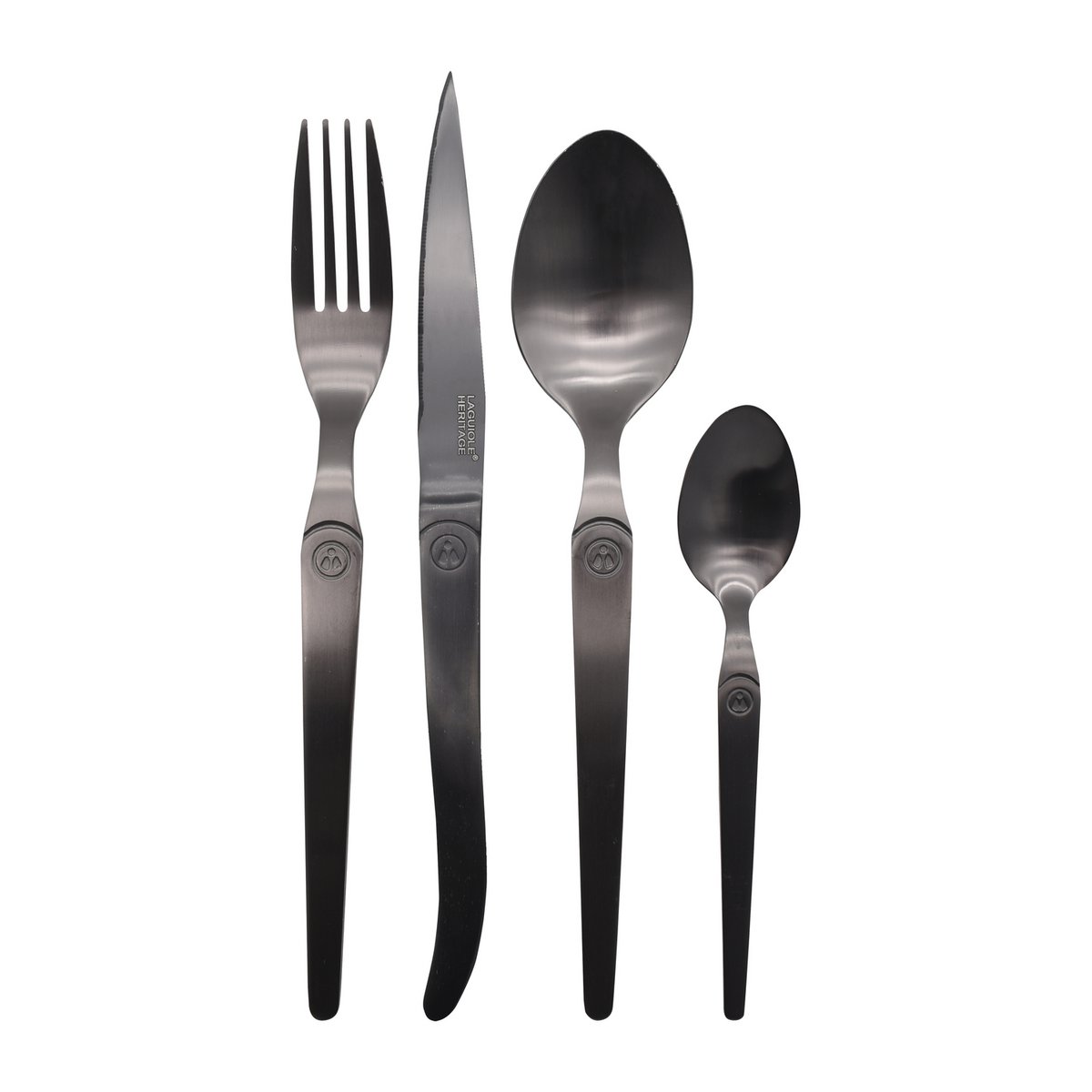 Laguiole Héritage Matte black cutlery set 16 pcs