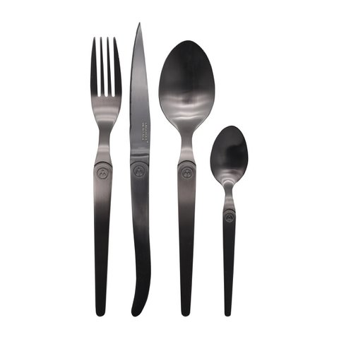 Laguiole Héritage Matte black cutlery set 16 pcs