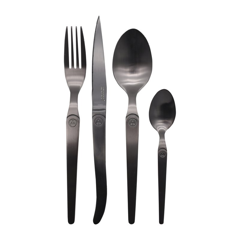 Laguiole Héritage Matte black cutlery set 16 pcs