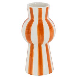 Vase ceramic stripes orange