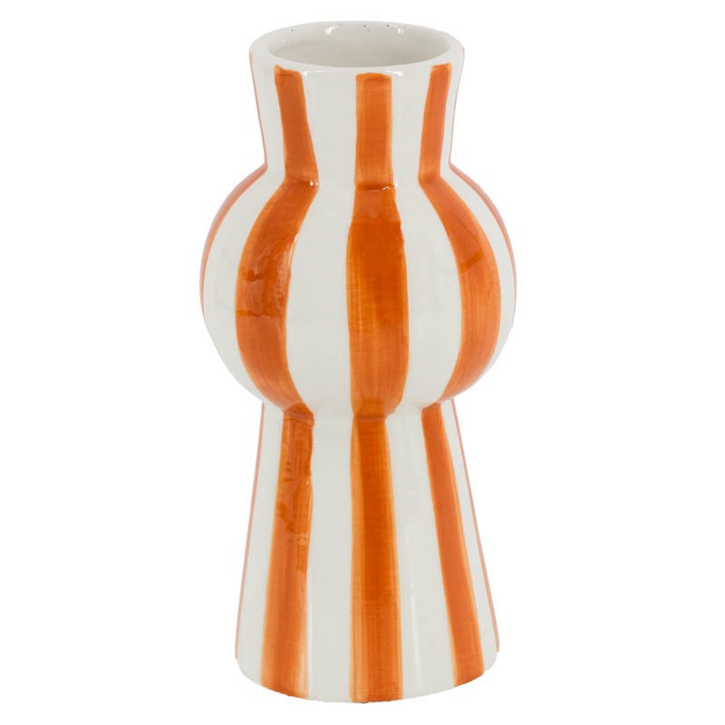 Vase ceramic stripes orange