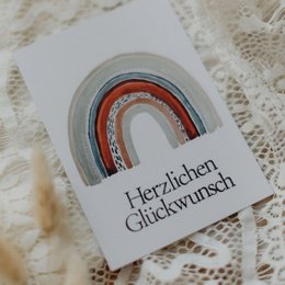 Stemplet postkort "Herzlichen Glückwunsch" Regnbue