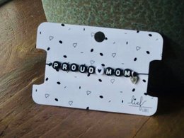 Armbånd Proud Mom Sort og hvid