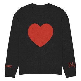 Herz – Gestrickter Rundhalspullover SCHWARZ