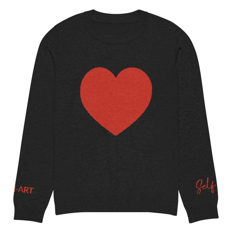Herz – Gestrickter Rundhalspullover SCHWARZ
