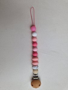 Pacifier clip glow in the dark pink bead