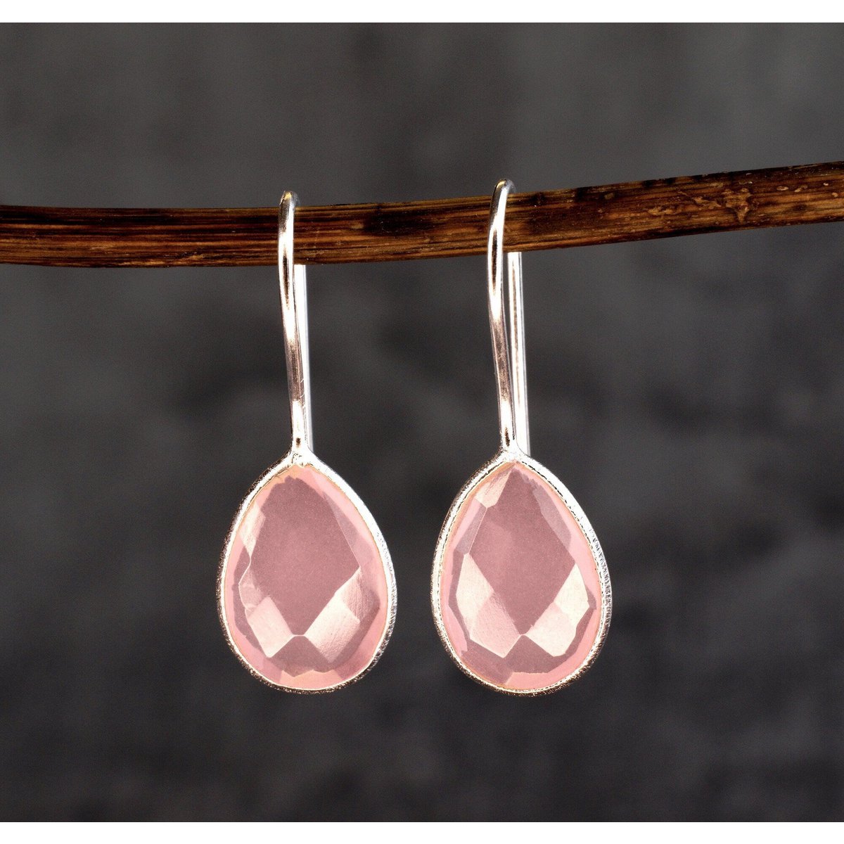 925 sterling zilveren rozenkwarts oorbellen - elegante edelsteen sieraden OHR925-102
