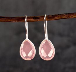 925 sterling zilveren rozenkwarts oorbellen - elegante edelsteen sieraden OHR925-102