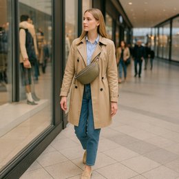 RB1015AQ | Waist bag with removable shoulder strap in Genuine Leather Made in Italy. Attachments with shiny nickel metal snap hooks - Taupe color - Dimensions: 24 x 14 x 7