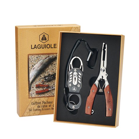 LAGUIOLE COFRET PECHEUR SET ANGELN SCHERE Palisandergriff