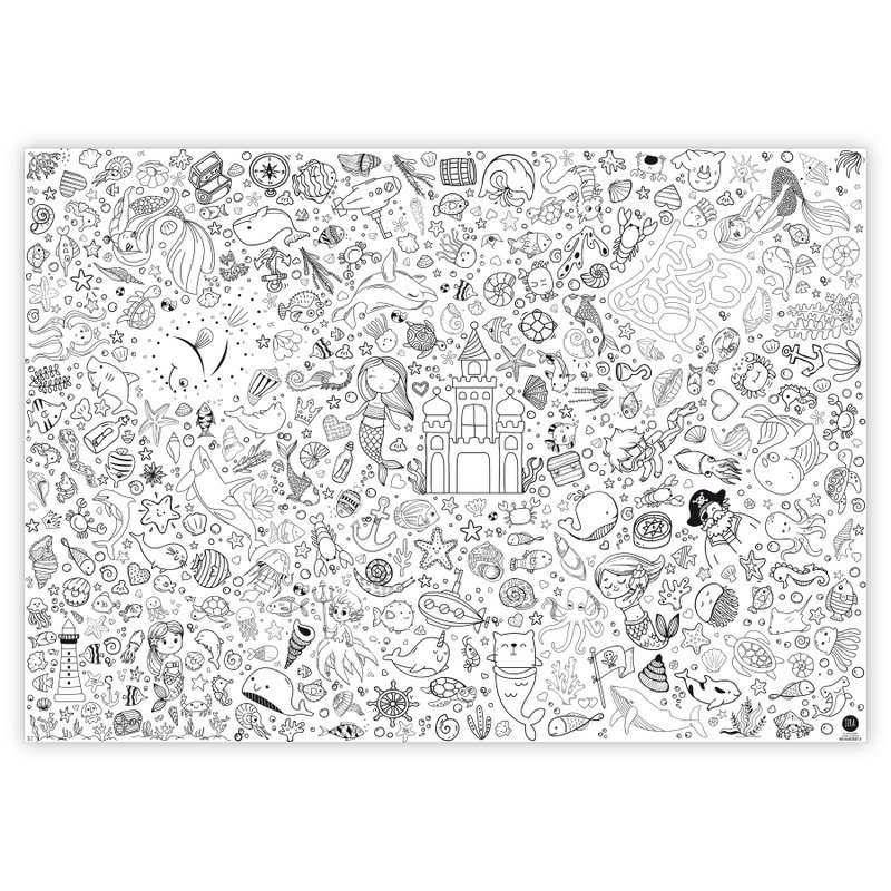 Coloring tablecloth motif mermaid