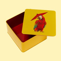 Raincoat square metal tin box