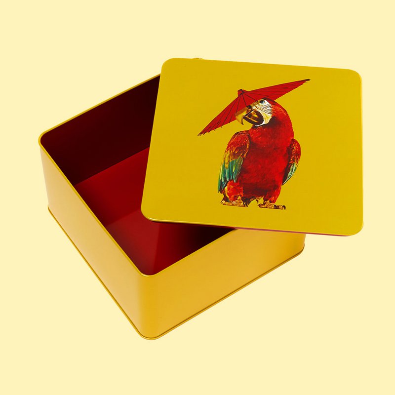 Raincoat square metal tin box