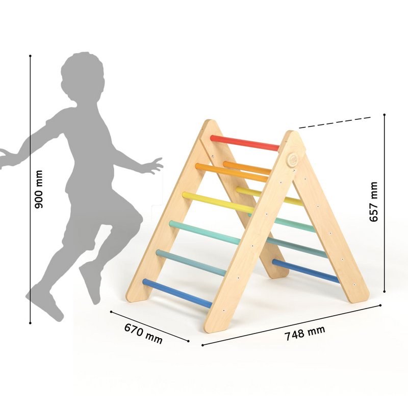 Großes Set - Pikler Dreieck + 2 Rutschen/Kletterleitern + Balancewippe