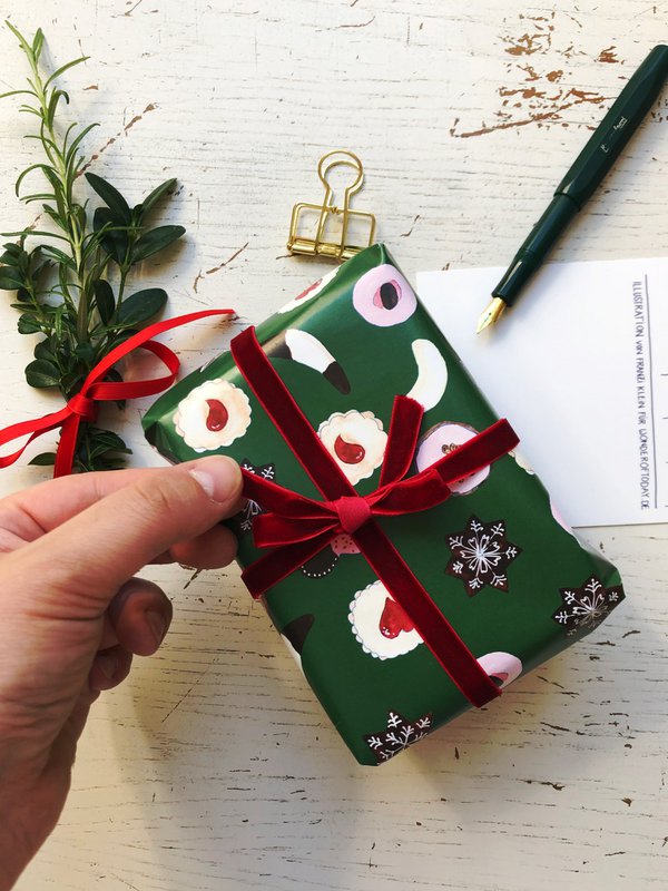 Papier cadeau pour biscuits vert