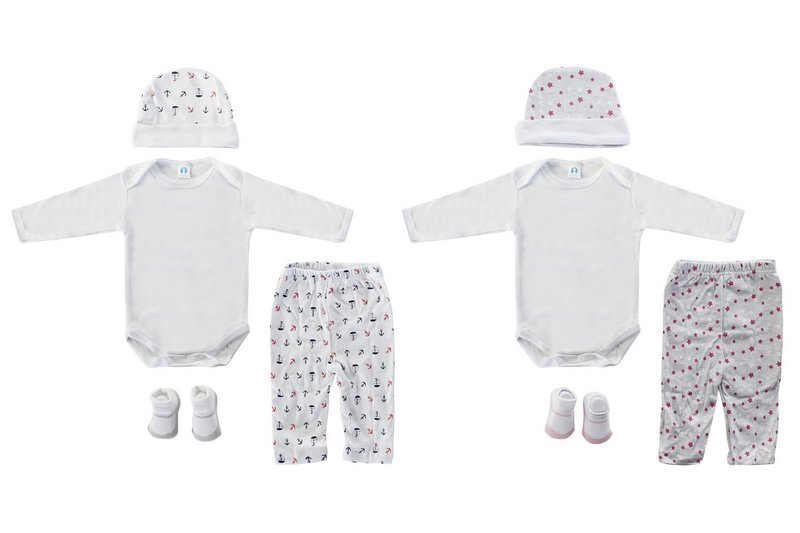 BABY SET 4 COTTON 24X28X7 0-6 MONTHS 2 SURT. BE177918