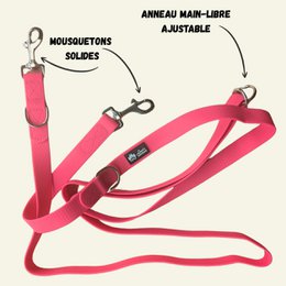 Waterproof multi-position leash Neon pink