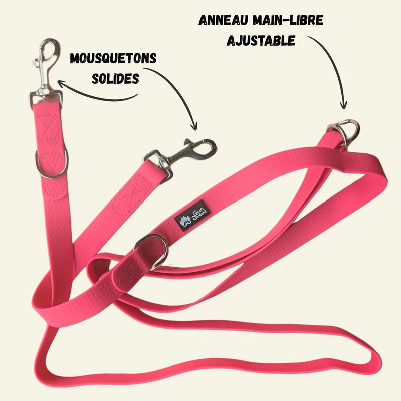 Waterproof multi-position leash Neon pink