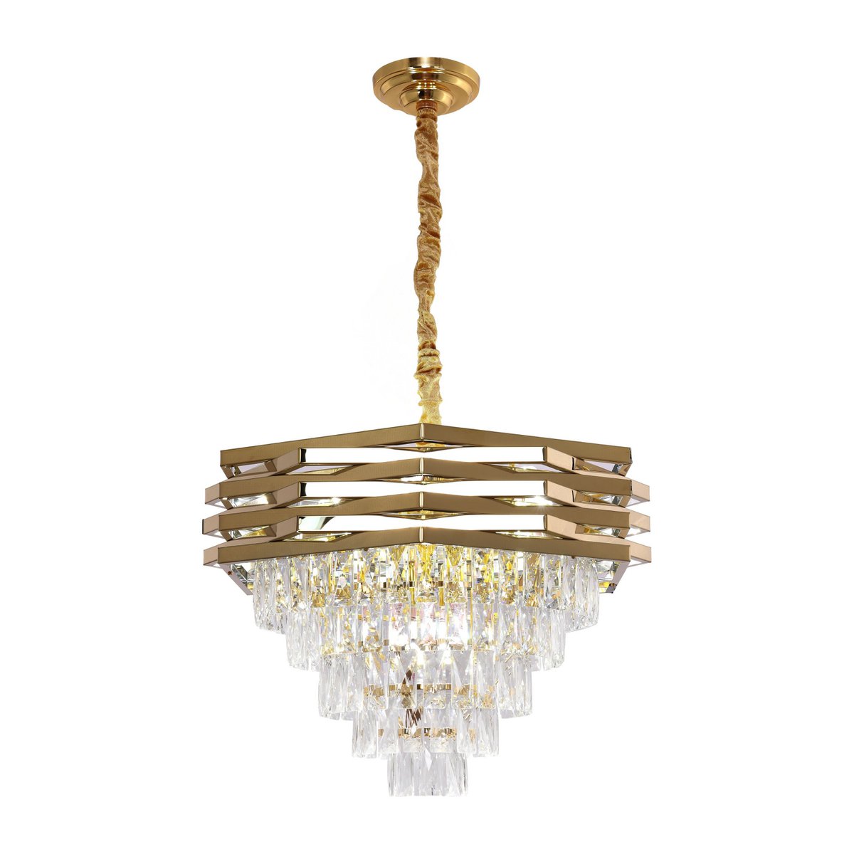 Lampada sospesa in oro cristallino | 60 cm