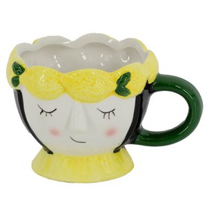 Becher Keramikgesicht Zitronen