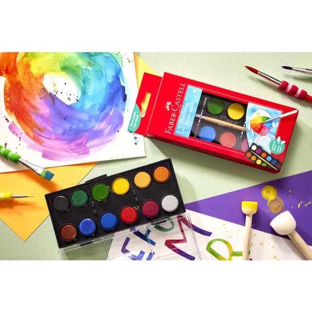 Watercolor box FC 12 colors (diameter 24mm) incl. brush